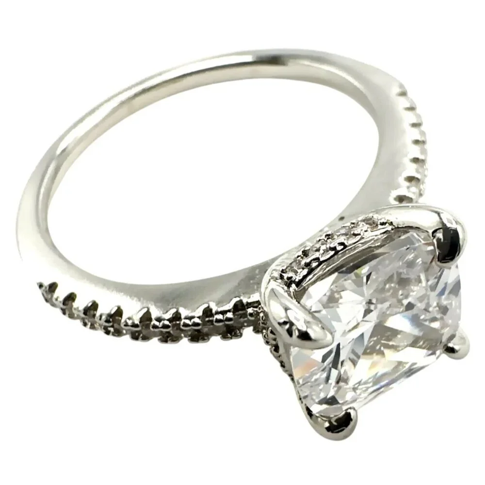 Womens Silver Plated Brass Cubic Zirconia Ring - Picture 4 of 6
